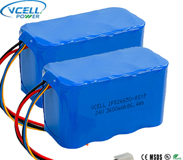 24V 3600mAh IFR26650 LiFePO4 Battery Pack
