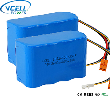 24V 3600mAh IFR26650 LiFePO4 Battery Pack