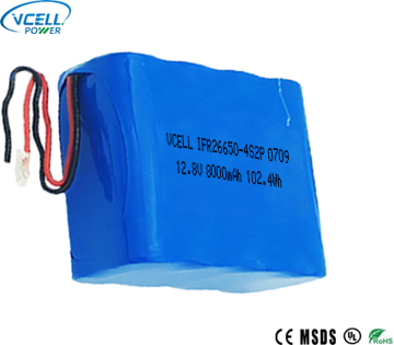 12.8V 8000mAh 26650 LiFePO4 Rechargeable Battery Pack