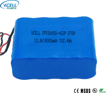 12.8V 8000mAh 26650 LiFePO4 Rechargeable Battery Pack