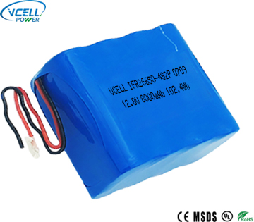 12.8V 8000mAh 26650 LiFePO4 Rechargeable Battery Pack
