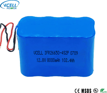 12.8V 8000mAh 26650 LiFePO4 Rechargeable Battery Pack